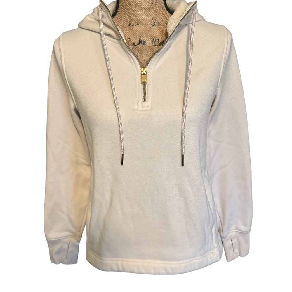 ATHLETA Hooded half zip sweatshirt. Fur lined. Size XS TP.